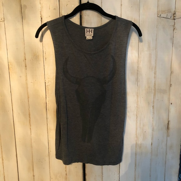 Haute Hippie Longhorn Skull Muscle Tank Top - Picture 2 of 4